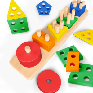 Sweety Fox Montessori Spielzeug ab 1 Jahr - Holz Sortier & Stapelspielzeug, 1 2 3 Jahre -Aktivitäts & Entwicklungsspielzeug aus Holz - Montessori - Lernspielzeug für Kleinkinder